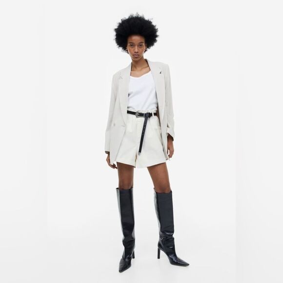 H&M EUC High Waist Pull On Short Size M Medium White Excellent Condition - Picture 2 of 9